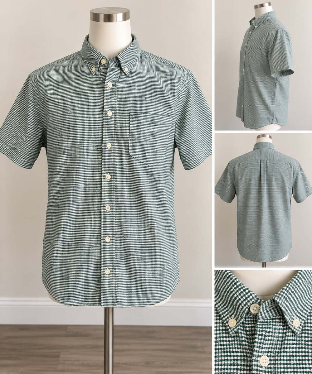 Vintage Abercrombie & Fitch Men’s M Green Gingham Button Down Shirt 100% Cotton